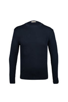 Navy blue ribbed knit sweater