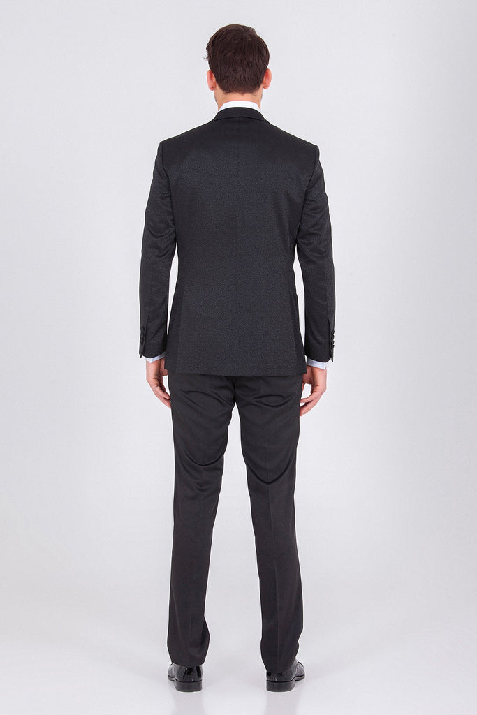 Slim Fit Release Peak Lapel Patterned Navy Classic Tuxedo