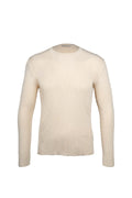 Slim Fit Ribbed Rayon Beige Crewneck Sweater