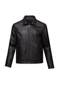 Slim Fit Shirt Collar Brown 100% Leather Coat