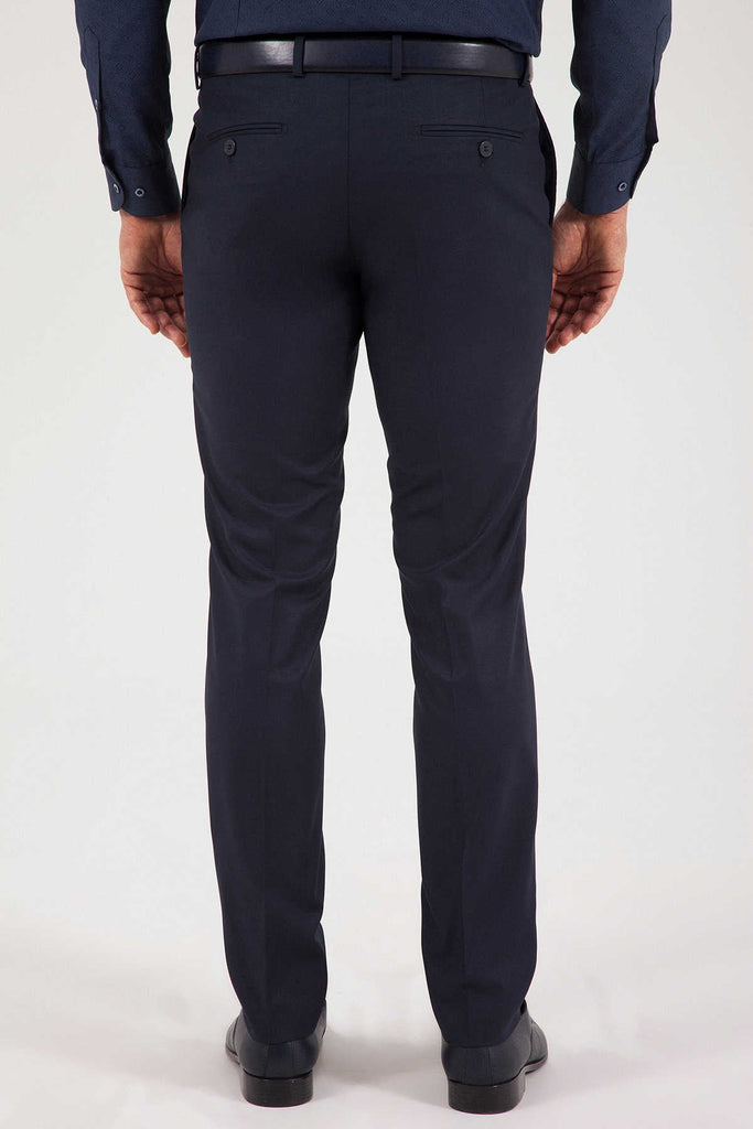Slim Fit Side Pocket Low Waist Unpleated Navy Dress Pants