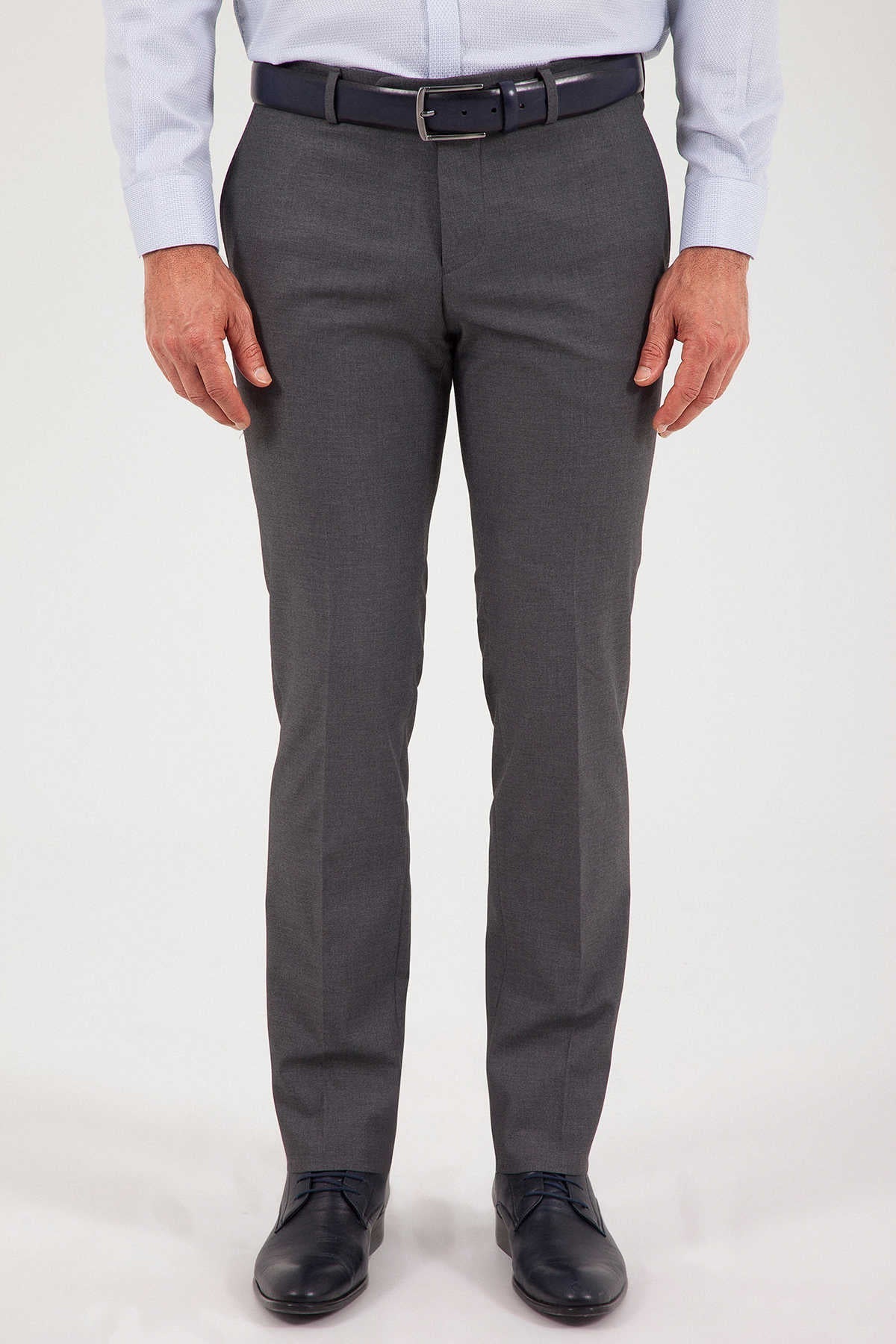 Slim Fit Side Pocket Textured Gray Low Waist Dress Pants SAYKI Slim Fit Side Pocket Textured Gray Low Waist Dress Pants SAYKI