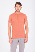 Slim Fit Textured Coral Polo T-Shirt