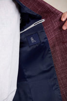 Slim Fit Textured Notch Lapel Burgundy Casual Blazer - SAYKI