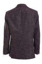 Slim Fit Textured Notch Lapel Burgundy Casual Blazer - SAYKI