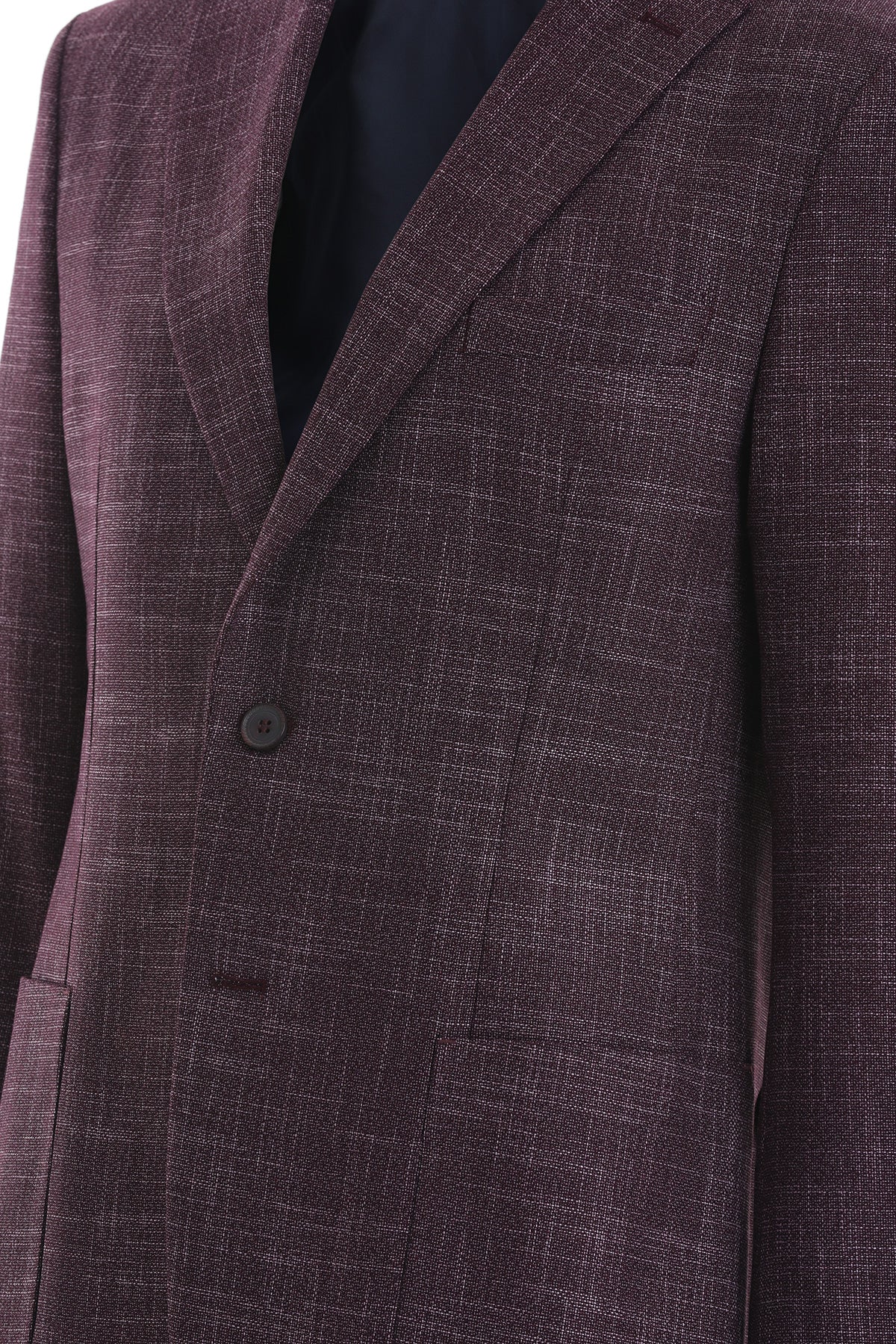 Slim Fit Textured Notch Lapel Burgundy Casual Blazer - SAYKI