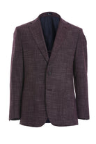 Slim Fit Textured Notch Lapel Burgundy Casual Blazer - SAYKI
