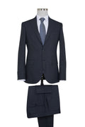 Slim Fit Textured Notch Lapel Navy Classic Suit