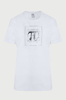 Slim Fit White Pi Printed Cotton Crew Neck T-Shirt - MIB