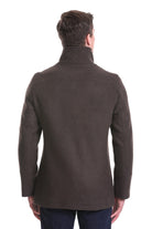 Slim Fit Wool Blend Double-Breasted Brown Peacoat - SAYKI