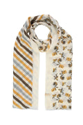 Striped & Floral Mix Mercerized Wool Scarf