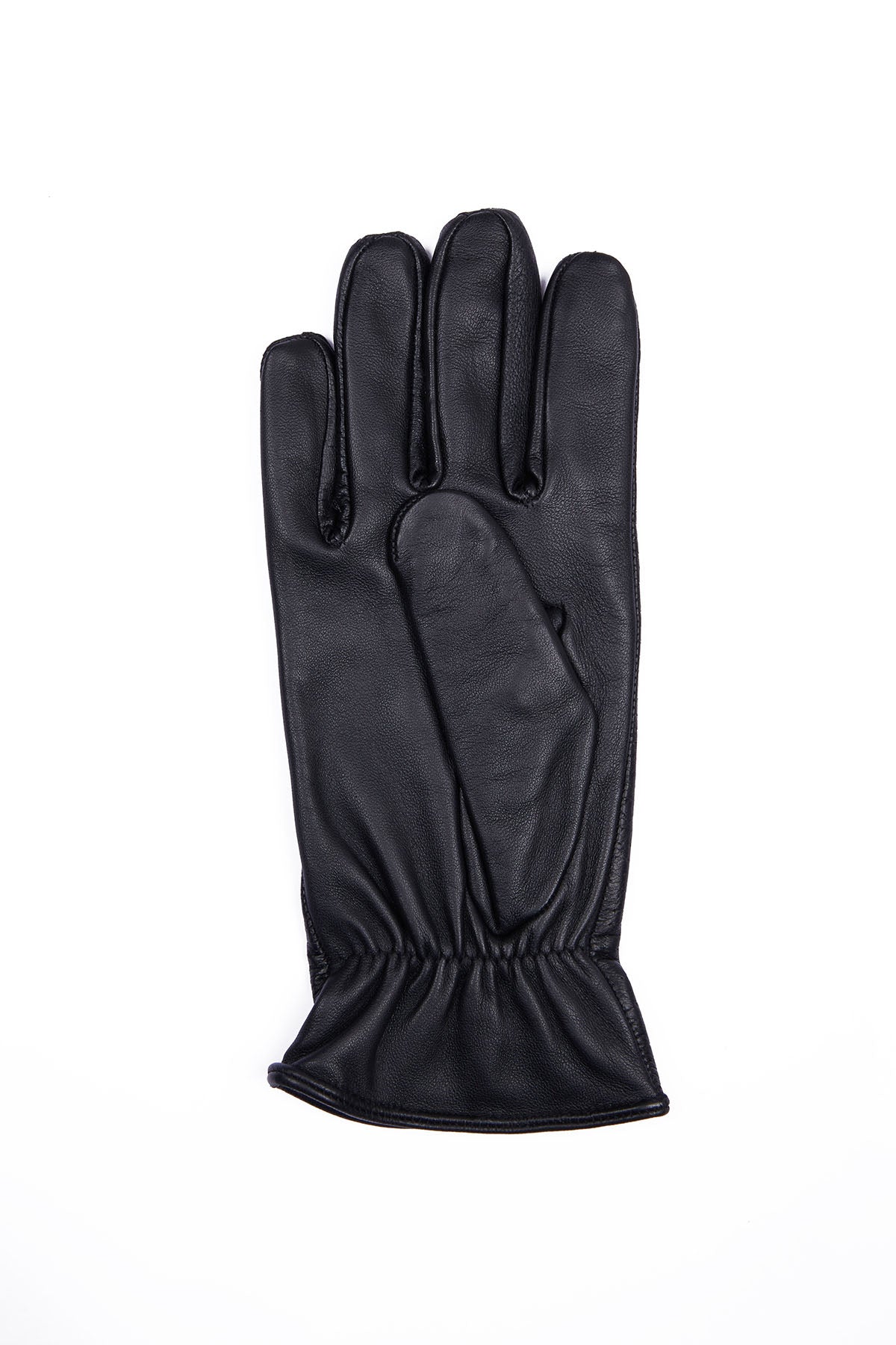 Textured Black Leather Winter Gloves - MIB