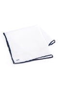 Thin Navy Trim Classic White Pocket Square