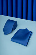 Water and Stain Resistant 2.75-inch Blue Tie and Pocket Square Set
