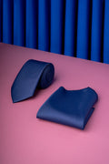 Water and Stain Resistant 2.75" Navy Tie and Pocket Square Set