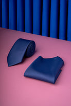 Water and Stain Resistant 2.75’’ Navy Tie and Pocket Square