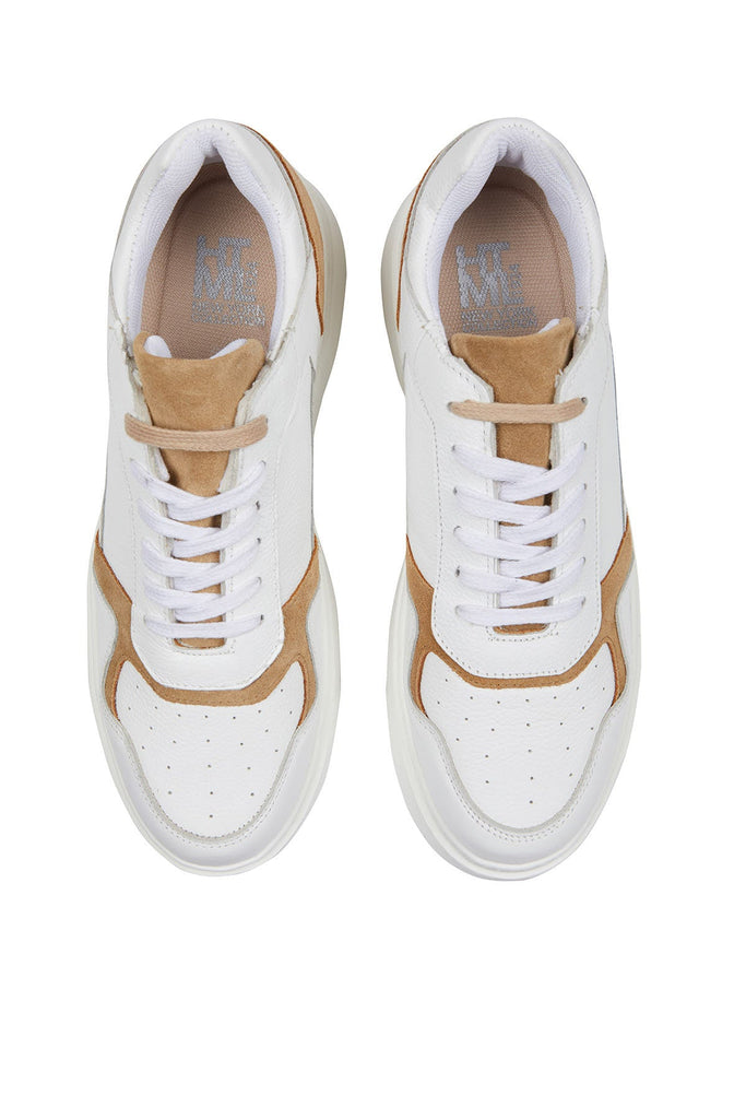 White Lace-Up Leather Sneakers - MIB
