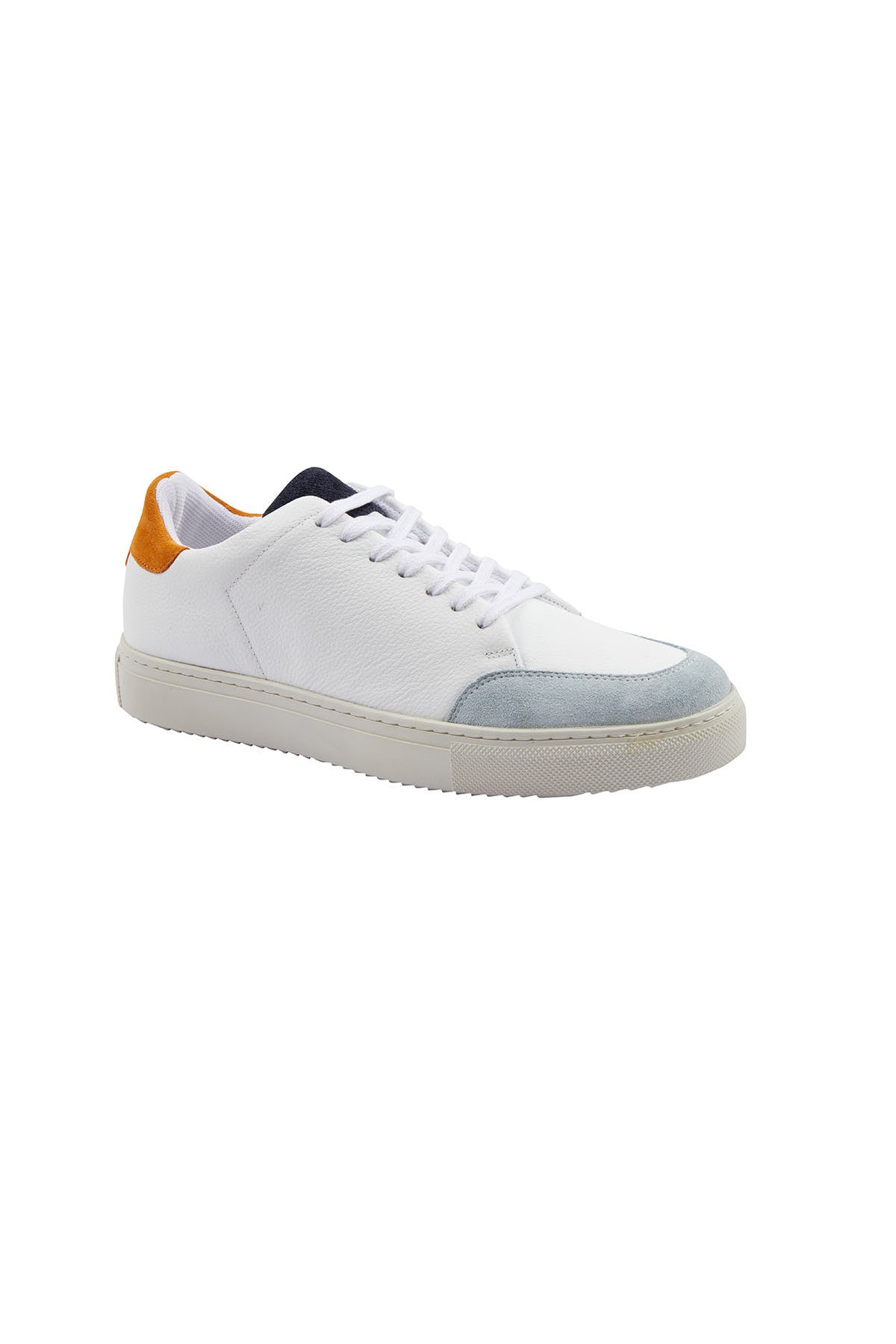 White Lace-Up Leather Sneakers - SAYKI
