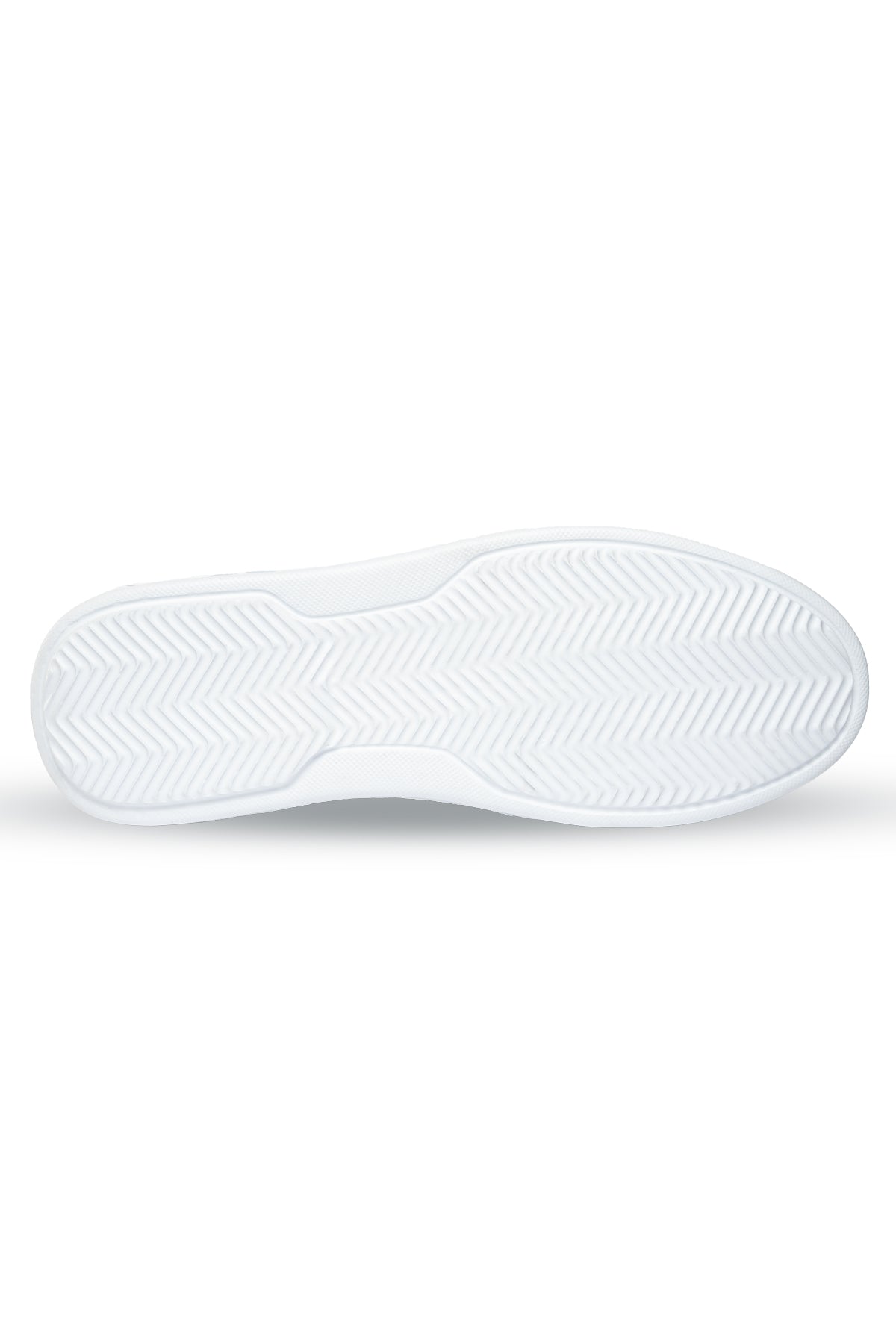 White rubber sole with a herringbone tread pattern.